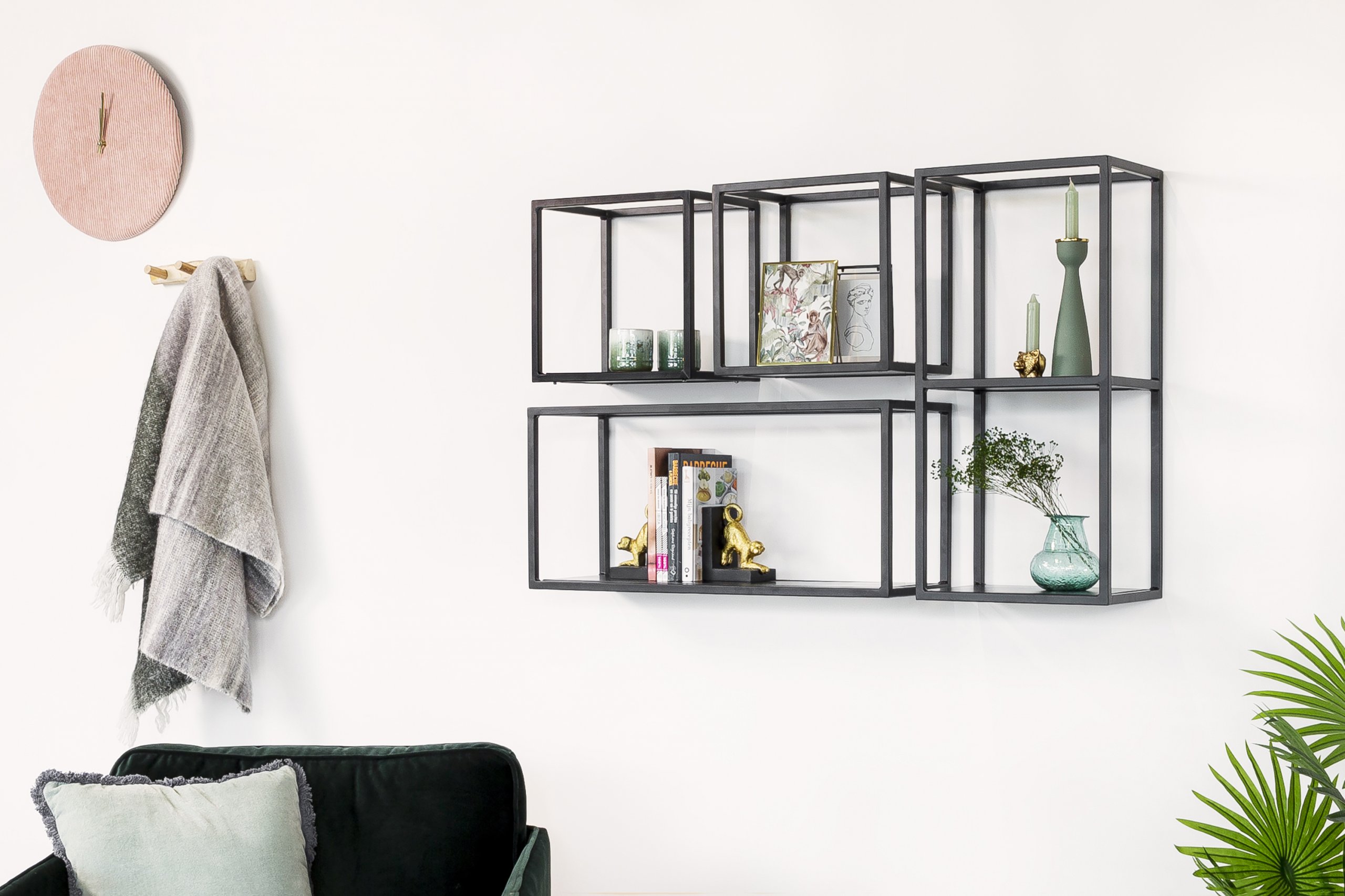 Haluta Wandschap - 2 Vak - W340 Zwart - Afbeelding 3