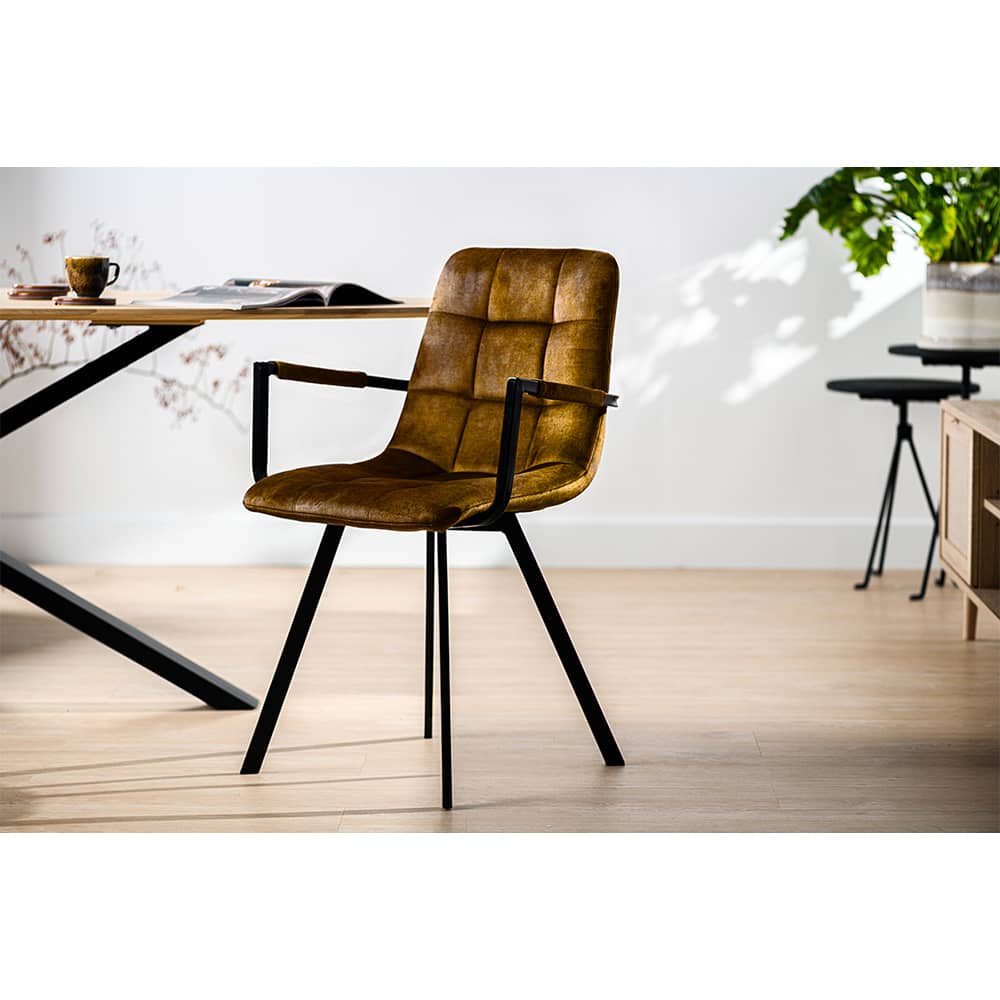 Haluta Eetkamerstoel Laura – Oker geel – €119,50 p.s – Set van 2 - Afbeelding 2
