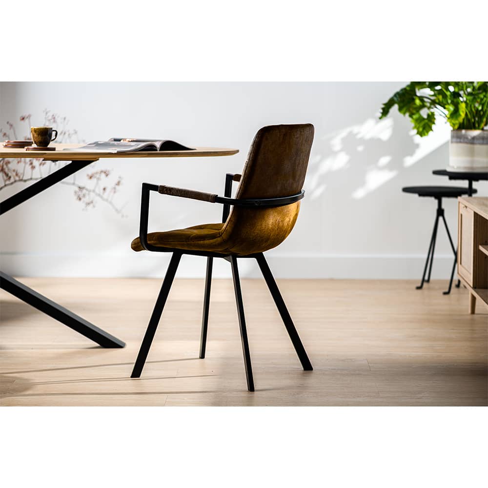 Haluta Eetkamerstoel Laura – Oker geel – €119,50 p.s – Set van 2 - Afbeelding 3