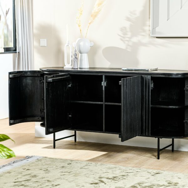 Haluta Acacia TV-meubel Noor - 165 x 45 x 80 cm - Acacia/Zwart - Afbeelding 2