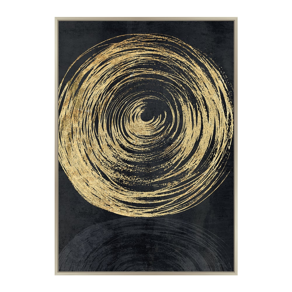 Canvasdoek met Baklijst - Gouden cirkels - 100 x 140 cm