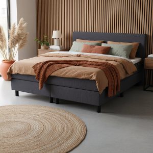 Boxspring antraciet in een trendy slaapkamer