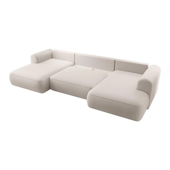 Haluta hoekbank in beige stof met ronde vormen en losse kussens 2.jpg