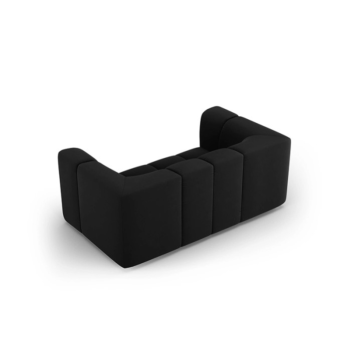 Haluta 2-zits bank in zwarte fluwelen stof met ronde vormen en moderne uitstraling 2.jpg