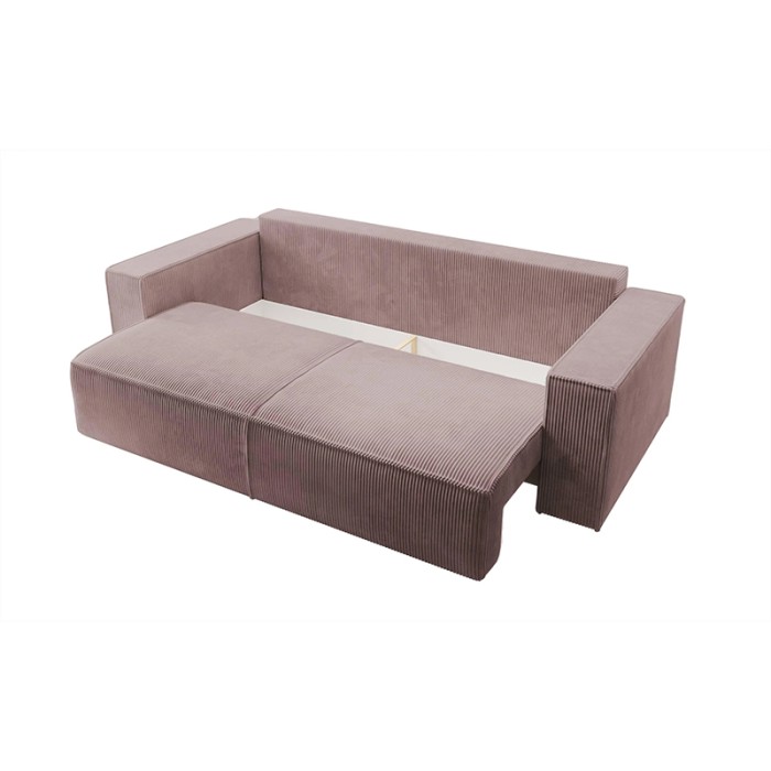 Haluta bank in ribstof roze met strakke armleuningen en bijpassende kussens - uitklapbaar.jpg