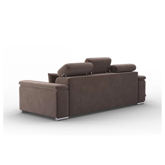 Haluta 3-zits bank in donkerbruine stof met verstelbare hoofdsteunen en brede armleuningen.jpg