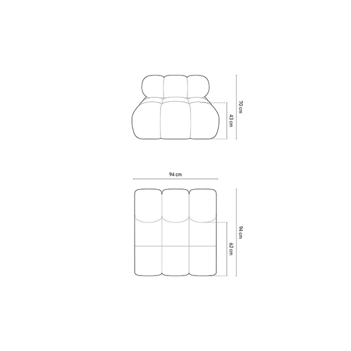 Haluta fauteuil in oudroze stof met gewatteerde kussens, zachte ronde vormen en compact design 4.jpg