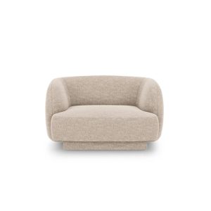 Haluta fauteuil in beige stof met afgeronde vormen, diepe zit en modern minimalistisch design.jpg