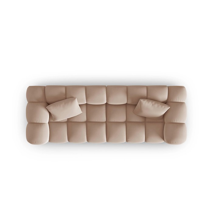 Haluta 2-zitsbank in beige kleur met afgeronde armleuningen, doorgestikte zitkussens en twee sierkussens in zachte stoffering 2.jpg