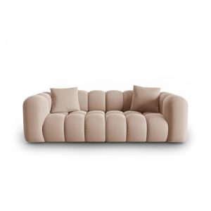 Haluta 2-zitsbank in beige kleur met afgeronde armleuningen, doorgestikte zitkussens en twee sierkussens in zachte stoffering.jpg